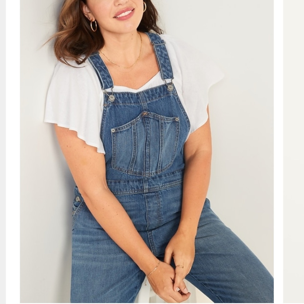 Slouchy Straight Non-Stretch Jean Workwear Overalls Petite 10 NWT